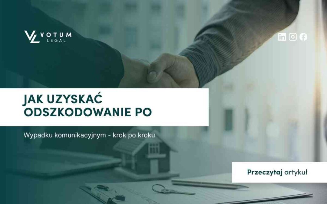 grafika z napisem "jak uzyskać odszkodowanie po wypadku komunikacyjnym"